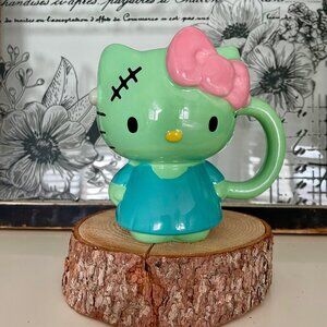 NEW Hello Kitty Halloween 3D Frankenstein Mug - Pink Bow & Blue Dress